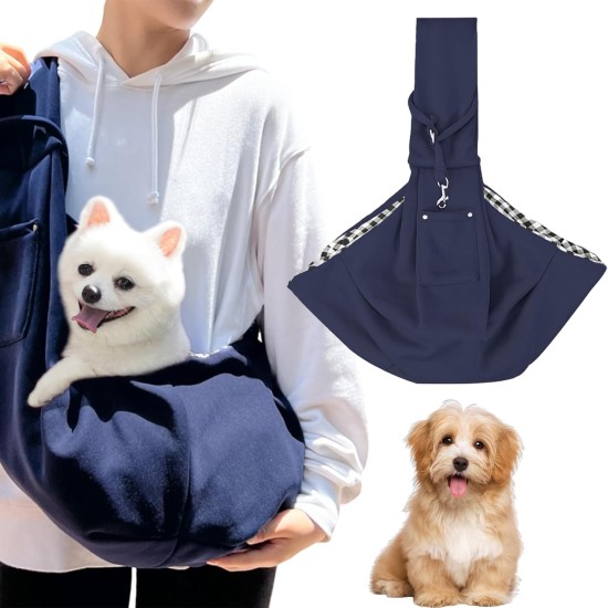 Reversible Small Dog Carrier Bag up to 7 kg, Dog Carry Bag, Adjustable Dog Bag (Dark Blue) Reversible Small Dog Carrier Bag up to 7 kg, Dog Carry Bag, Adjustable Dog Bag (Dark Blue)