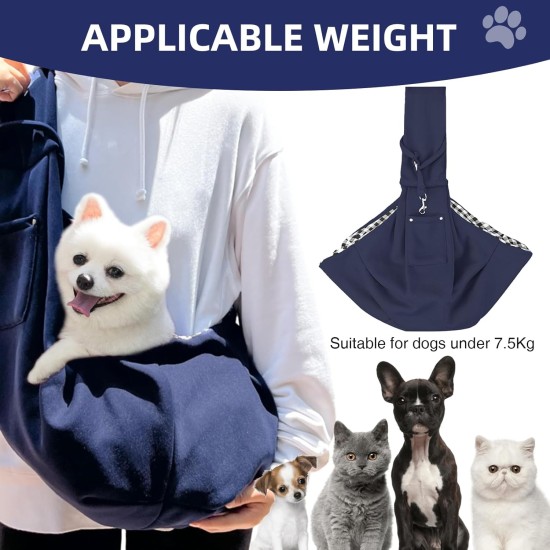 Reversible Small Dog Carrier Bag up to 7 kg, Dog Carry Bag, Adjustable Dog Bag (Dark Blue) Reversible Small Dog Carrier Bag up to 7 kg, Dog Carry Bag, Adjustable Dog Bag (Dark Blue)