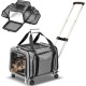 Ruff Life Premium Expandable Pet Carrier on Wheels, Double Sided Expandable Pet Carrier for Dogs and Cats, Extra Spacious Soft Lined, Grey