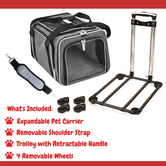 Ruff Life Premium Expandable Pet Carrier on Wheels, Double Sided Expandable Pet Carrier for Dogs and Cats, Extra Spacious Soft Lined, Grey Ruff Life Premium Expandable Pet Carrier on Wheels, Double Sided Expandable Pet Carrier for Dogs and Cats, Extra Spacious Soft Lined, Grey