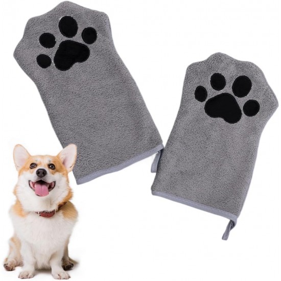 SGERUFZ 1 Pair Dog Towel 22 x 15 cm Dogs for Cats, Dogs or Other Pets Dog Towel Extra Absorbent Quick-Drying Pet Microfibre Towels with Embroidered Paws Grey SGERUFZ 1 Pair Dog Towel 22 x 15 cm Dogs for Cats, Dogs or Other Pets Dog Towel Extra Absorbent Quick-Drying Pet Microfibre Towels with Embroidered Paws Grey