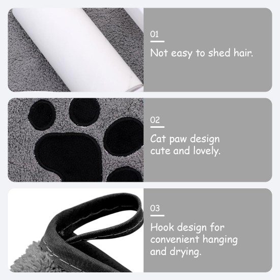 SGERUFZ 1 Pair Dog Towel 22 x 15 cm Dogs for Cats, Dogs or Other Pets Dog Towel Extra Absorbent Quick-Drying Pet Microfibre Towels with Embroidered Paws Grey SGERUFZ 1 Pair Dog Towel 22 x 15 cm Dogs for Cats, Dogs or Other Pets Dog Towel Extra Absorbent Quick-Drying Pet Microfibre Towels with Embroidered Paws Grey