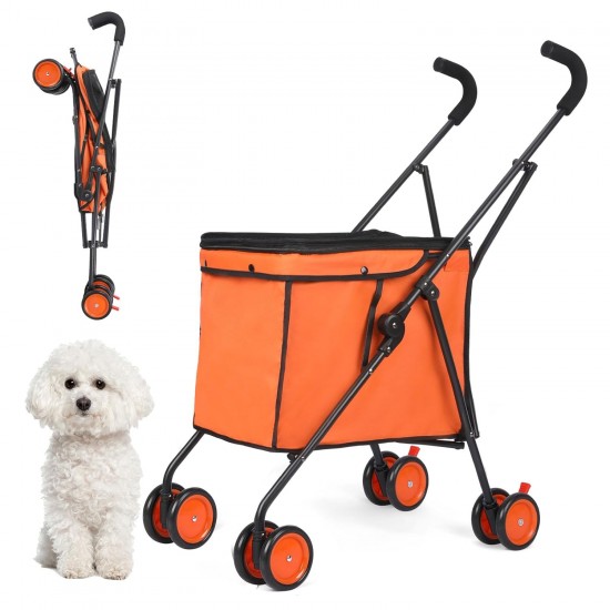 SURFOU Dog Buggy Foldable Dog Pushchair Up to Buggy Cat Trolley Small Foldable Cat Push Trolley Dog Stroller Cat Buggy for Outdoor Pet Dog Buggy Pet Trolley Orange SURFOU Dog Buggy Foldable Dog Pushchair Up to Buggy Cat Trolley Small Foldable Cat Push Trolley Dog Stroller Cat Buggy for Outdoor Pet Dog Buggy Pet Trolley Orange