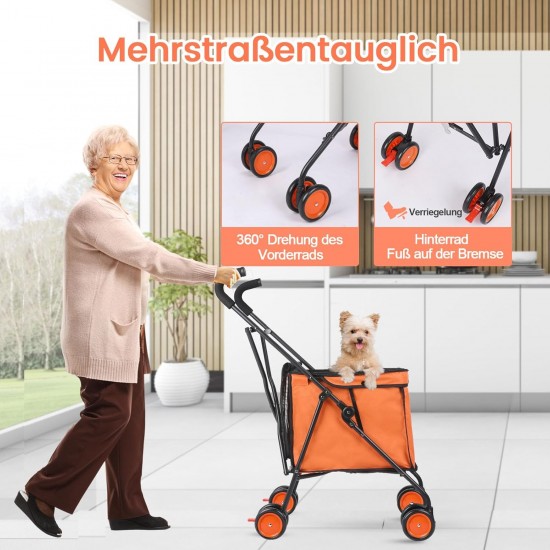SURFOU Dog Buggy Foldable Dog Pushchair Up to Buggy Cat Trolley Small Foldable Cat Push Trolley Dog Stroller Cat Buggy for Outdoor Pet Dog Buggy Pet Trolley Orange SURFOU Dog Buggy Foldable Dog Pushchair Up to Buggy Cat Trolley Small Foldable Cat Push Trolley Dog Stroller Cat Buggy for Outdoor Pet Dog Buggy Pet Trolley Orange