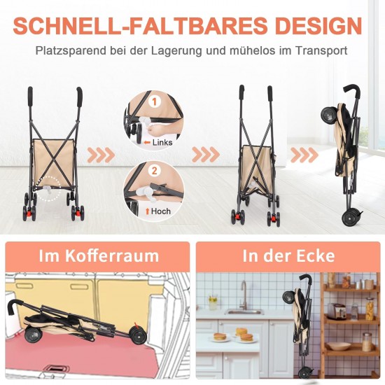 SURFOU Dog Buggy Foldable Dog Pushchair Up to Buggy Cat Trolley Small Foldable Cat Push Trolley Dog Stroller Cat Buggy for Outdoor Pet Dog Buggy Pet Trolley Khaki SURFOU Dog Buggy Foldable Dog Pushchair Up to Buggy Cat Trolley Small Foldable Cat Push Trolley Dog Stroller Cat Buggy for Outdoor Pet Dog Buggy Pet Trolley Khaki
