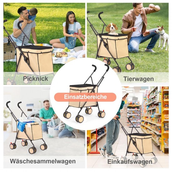 SURFOU Dog Buggy Foldable Dog Pushchair Up to Buggy Cat Trolley Small Foldable Cat Push Trolley Dog Stroller Cat Buggy for Outdoor Pet Dog Buggy Pet Trolley Khaki SURFOU Dog Buggy Foldable Dog Pushchair Up to Buggy Cat Trolley Small Foldable Cat Push Trolley Dog Stroller Cat Buggy for Outdoor Pet Dog Buggy Pet Trolley Khaki