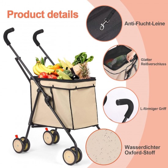 SURFOU Dog Buggy Foldable Dog Pushchair Up to Buggy Cat Trolley Small Foldable Cat Push Trolley Dog Stroller Cat Buggy for Outdoor Pet Dog Buggy Pet Trolley Khaki SURFOU Dog Buggy Foldable Dog Pushchair Up to Buggy Cat Trolley Small Foldable Cat Push Trolley Dog Stroller Cat Buggy for Outdoor Pet Dog Buggy Pet Trolley Khaki