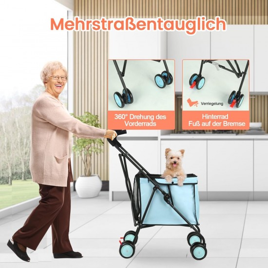 SURFOU Dog Buggy Foldable Dog Pushchair Up to Buggy Cat Trolley Small Foldable Cat Push Trolley Dog Stroller Cat Buggy for Outdoor Pet Dog Buggy Pet Pram Teal Green SURFOU Dog Buggy Foldable Dog Pushchair Up to Buggy Cat Trolley Small Foldable Cat Push Trolley Dog Stroller Cat Buggy for Outdoor Pet Dog Buggy Pet Pram Teal Green