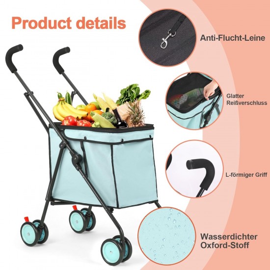 SURFOU Dog Buggy Foldable Dog Pushchair Up to Buggy Cat Trolley Small Foldable Cat Push Trolley Dog Stroller Cat Buggy for Outdoor Pet Dog Buggy Pet Pram Teal Green SURFOU Dog Buggy Foldable Dog Pushchair Up to Buggy Cat Trolley Small Foldable Cat Push Trolley Dog Stroller Cat Buggy for Outdoor Pet Dog Buggy Pet Pram Teal Green
