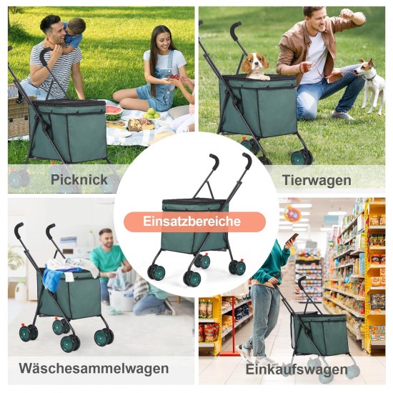 SURFOU Dog Buggy Foldable Dog Pushchair Up to Buggy Cat Trolley Small Foldable Cat Push Trolley Dog Stroller Cat Buggy for Outdoor Pet Dog Buggy Pet Trolley Dark Green SURFOU Dog Buggy Foldable Dog Pushchair Up to Buggy Cat Trolley Small Foldable Cat Push Trolley Dog Stroller Cat Buggy for Outdoor Pet Dog Buggy Pet Trolley Dark Green