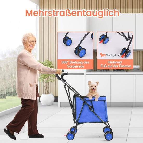 SURFOU Dog Buggy Foldable Dog Pushchair Up to Buggy Cat Trolley Small Foldable Cat Push Trolley Dog Stroller Cat Buggy for Outdoor Pet Dog Buggy Pet Pram Blue SURFOU Dog Buggy Foldable Dog Pushchair Up to Buggy Cat Trolley Small Foldable Cat Push Trolley Dog Stroller Cat Buggy for Outdoor Pet Dog Buggy Pet Pram Blue