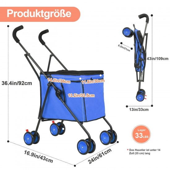 SURFOU Dog Buggy Foldable Dog Pushchair Up to Buggy Cat Trolley Small Foldable Cat Push Trolley Dog Stroller Cat Buggy for Outdoor Pet Dog Buggy Pet Pram Blue SURFOU Dog Buggy Foldable Dog Pushchair Up to Buggy Cat Trolley Small Foldable Cat Push Trolley Dog Stroller Cat Buggy for Outdoor Pet Dog Buggy Pet Pram Blue