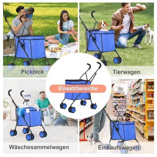 SURFOU Dog Buggy Foldable Dog Pushchair Up to Buggy Cat Trolley Small Foldable Cat Push Trolley Dog Stroller Cat Buggy for Outdoor Pet Dog Buggy Pet Pram Blue SURFOU Dog Buggy Foldable Dog Pushchair Up to Buggy Cat Trolley Small Foldable Cat Push Trolley Dog Stroller Cat Buggy for Outdoor Pet Dog Buggy Pet Pram Blue