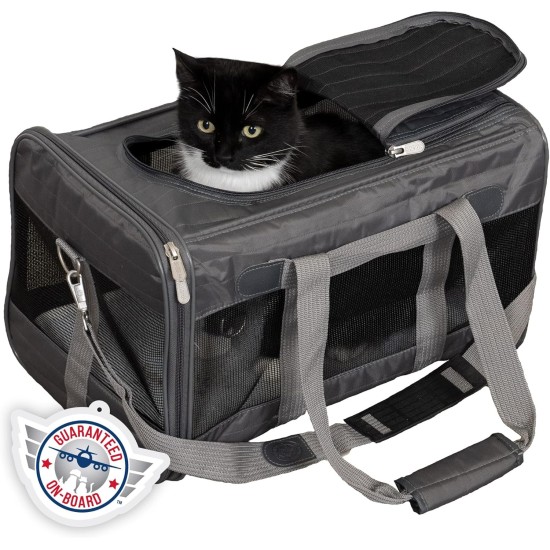 Sherpa Genuine Deluxe Pet Carrier - Airline Approved and Guaranteed on Board - Charcoal Grey, Small Sherpa Genuine Deluxe Pet Carrier - Airline Approved and Guaranteed on Board - Charcoal Grey, Small