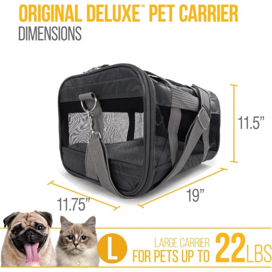 Sherpa Genuine Deluxe Pet Carrier - Airline Approved and Guaranteed on Board - Charcoal Grey, Small Sherpa Genuine Deluxe Pet Carrier - Airline Approved and Guaranteed on Board - Charcoal Grey, Small