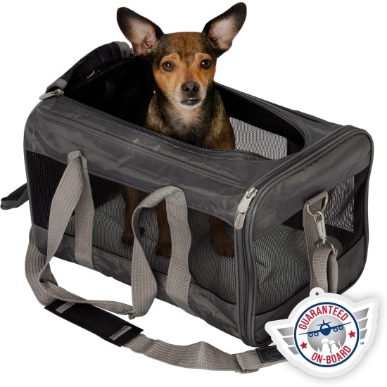 Sherpa Genuine Deluxe Pet Carrier - Airline Approved and Guaranteed on Board - Charcoal Grey, Small Sherpa Genuine Deluxe Pet Carrier - Airline Approved and Guaranteed on Board - Charcoal Grey, Small