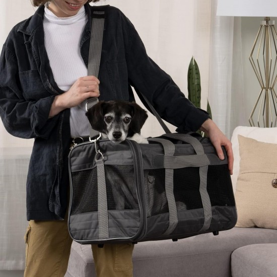 Sherpa Genuine Deluxe Pet Carrier - Airline Approved and Guaranteed on Board - Charcoal Grey, Small Sherpa Genuine Deluxe Pet Carrier - Airline Approved and Guaranteed on Board - Charcoal Grey, Small
