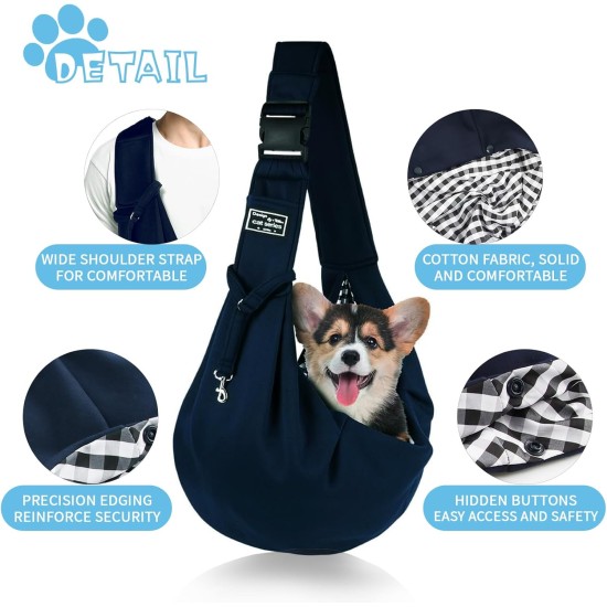 Shoulder Bag for Pets, Adjustable Pet Sling for Dogs, Reversible Small Dog Carrier up to 7 kg, Dog Carry Bag for Walks and Outdoor Activities (Dark Blue) Shoulder Bag for Pets, Adjustable Pet Sling for Dogs, Reversible Small Dog Carrier up to 7 kg, Dog Carry Bag for Walks and Outdoor Activities (Dark Blue)