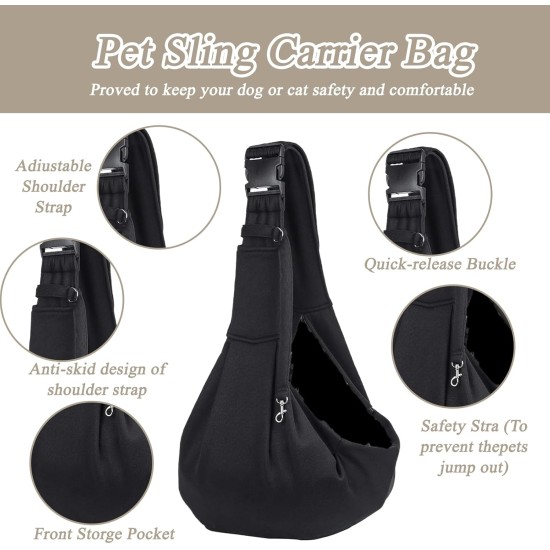 Sling Dog Carrier Bag Dog Bag Dog Bag for Hanging (Weight No More than 7.5 kg) Suitable for Small Dogs and Cats Black Sling Dog Carrier Bag Dog Bag Dog Bag for Hanging (Weight No More than 7.5 kg) Suitable for Small Dogs and Cats Black