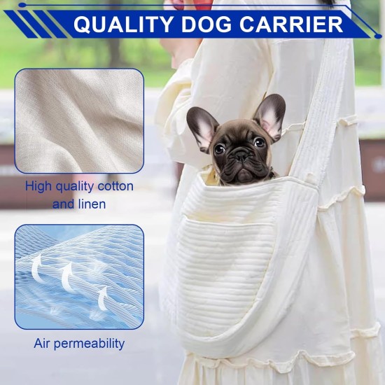 Sling Dog Carrier Bag Puppy Dog Carrier Bag up to 5 kg Dog Sling for Small Dogs Pet Shoulder Bag Dog for Walks and Outdoor Activities, Pack of 1, White Sling Dog Carrier Bag Puppy Dog Carrier Bag up to 5 kg Dog Sling for Small Dogs Pet Shoulder Bag Dog for Walks and Outdoor Activities, Pack of 1, White