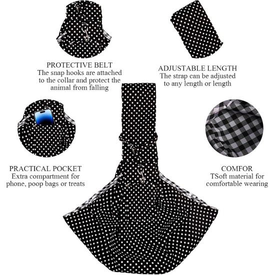 Sling Dog Carrier Sling Dog Bag Dog Bag for Hanging (Weight No More than 7.5 kg) Carrying Strap for Small Dogs for Outdoor Walks, Black Sling Dog Carrier Sling Dog Bag Dog Bag for Hanging (Weight No More than 7.5 kg) Carrying Strap for Small Dogs for Outdoor Walks, Black