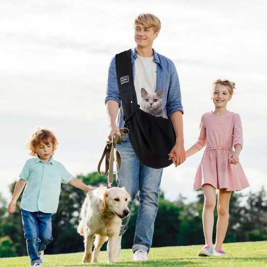 Sling Dog Small Cat Pets Shoulder Bag Dogs Free Travel Bag with Front Pocket Pet Bag for Walking Outdoors, Dog Carry Bag up to 5 kg Sling Dog Small Cat Pets Shoulder Bag Dogs Free Travel Bag with Front Pocket Pet Bag for Walking Outdoors, Dog Carry Bag up to 5 kg