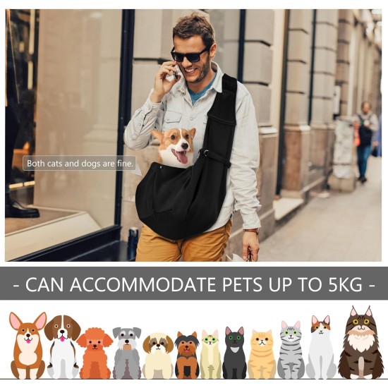 Sling Dog Small Dogs Cat Sling Hands-Free Sling Cat Sling for Pets with Adjustable Shoulder Strap for Walks and Outdoor Activities Black Sling Dog Small Dogs Cat Sling Hands-Free Sling Cat Sling for Pets with Adjustable Shoulder Strap for Walks and Outdoor Activities Black