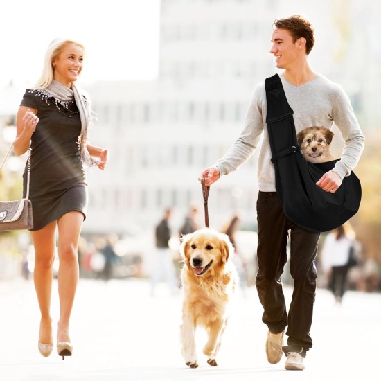 Sling Dog Small Dogs Cat Sling Hands-Free Sling Cat Sling for Pets with Adjustable Shoulder Strap for Walks and Outdoor Activities Black Sling Dog Small Dogs Cat Sling Hands-Free Sling Cat Sling for Pets with Adjustable Shoulder Strap for Walks and Outdoor Activities Black