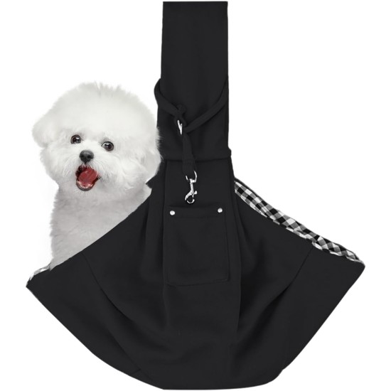 Sling Dog and Cat, Dog Bag for Hanging, Carry Bag Dog for Walks and Outdoor Activities, Load Capacity up to 15 kg (Black)