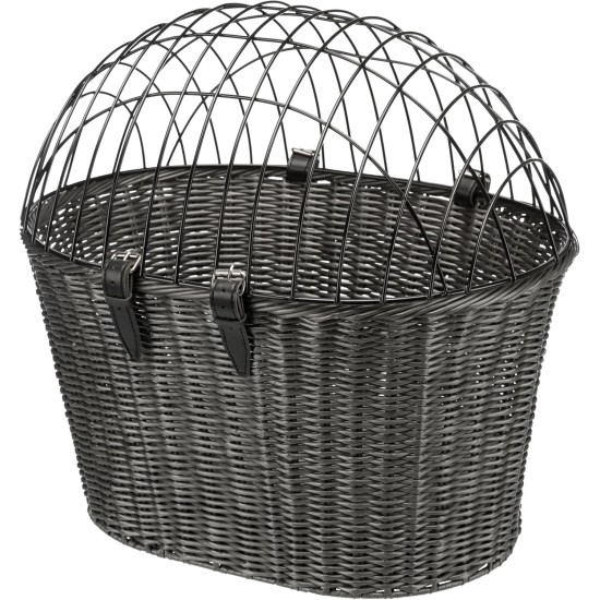TRIXIE 13107 Dog Basket for Front Bicycle up to 5 kg 44 x 41 x 34 cm Woven Dog Bicycle Basket for Handlebar in Chic Wicker Look with Plastic Grille TRIXIE 13107 Dog Basket for Front Bicycle up to 5 kg 44 x 41 x 34 cm Woven Dog Bicycle Basket for Handlebar in Chic Wicker Look with Plastic Grille