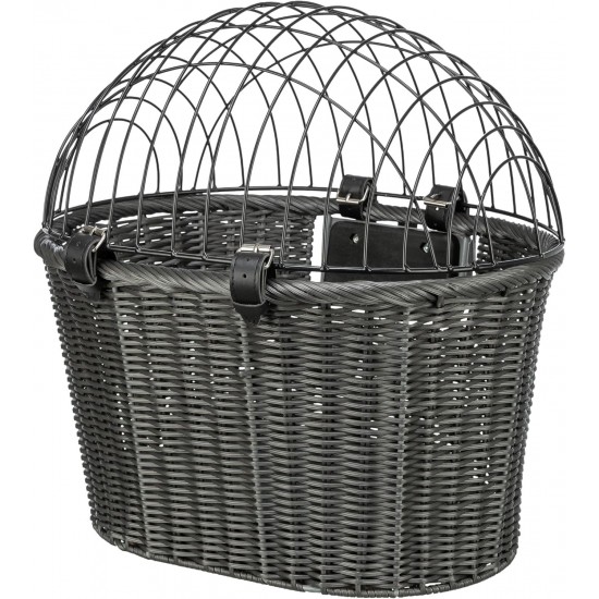 TRIXIE 13107 Dog Basket for Front Bicycle up to 5 kg 44 x 41 x 34 cm with Universal Bracket Woven Dog Bicycle Basket for Handlebar in Chic Wicker Look with Plastic Grille TRIXIE 13107 Dog Basket for Front Bicycle up to 5 kg 44 x 41 x 34 cm with Universal Bracket Woven Dog Bicycle Basket for Handlebar in Chic Wicker Look with Plastic Grille