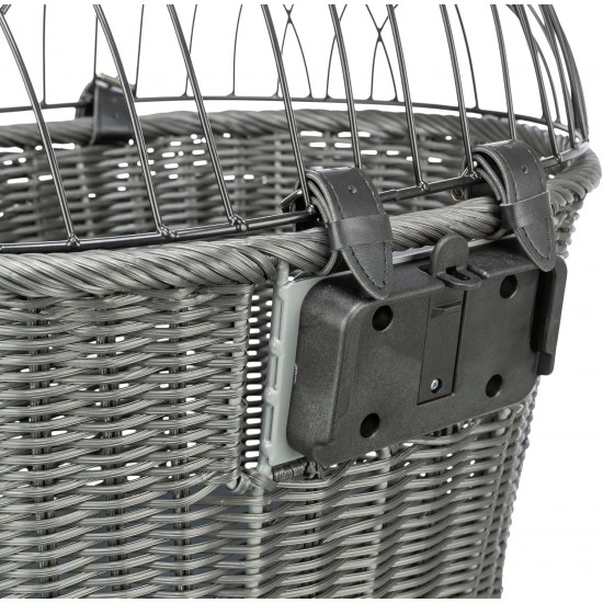 TRIXIE 13107 Dog Basket for Front Bicycle up to 5 kg 44 x 41 x 34 cm with Universal Bracket Woven Dog Bicycle Basket for Handlebar in Chic Wicker Look with Plastic Grille TRIXIE 13107 Dog Basket for Front Bicycle up to 5 kg 44 x 41 x 34 cm with Universal Bracket Woven Dog Bicycle Basket for Handlebar in Chic Wicker Look with Plastic Grille