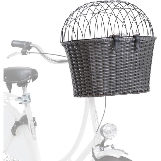TRIXIE 13107 Dog Basket for Front Bicycle up to 5 kg 44 x 41 x 34 cm with Universal Bracket Woven Dog Bicycle Basket for Handlebar in Chic Wicker Look with Plastic Grille TRIXIE 13107 Dog Basket for Front Bicycle up to 5 kg 44 x 41 x 34 cm with Universal Bracket Woven Dog Bicycle Basket for Handlebar in Chic Wicker Look with Plastic Grille