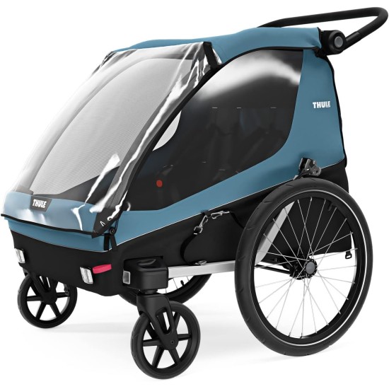 Thule Courier Bicycle Trailer for 2 Children, Aegean Blue, One Size Thule Courier Bicycle Trailer for 2 Children, Aegean Blue, One Size