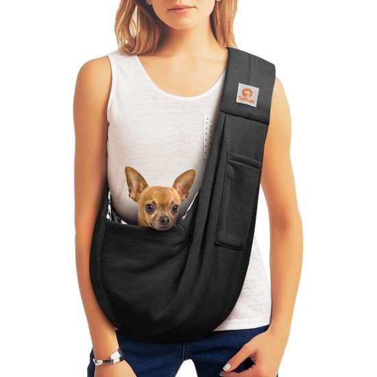 Tomkas Small Dog Sling Carrier - Classic Pocket & Classic Strap & Classic Pocket - for 3-10 lbs Pets (Black) Tomkas Small Dog Sling Carrier - Classic Pocket & Classic Strap & Classic Pocket - for 3-10 lbs Pets (Black)