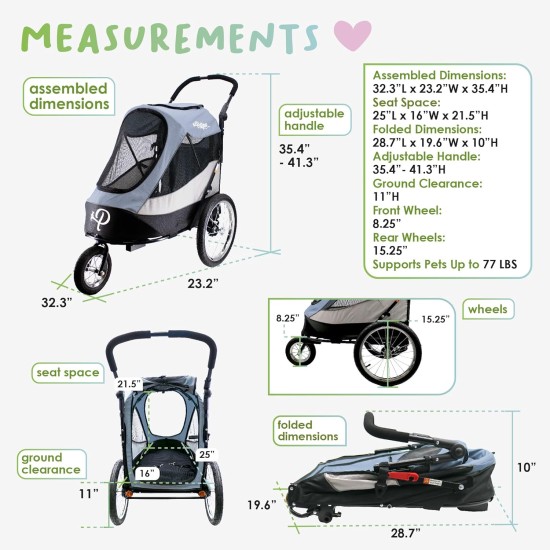 Trailblazer Jogger Dog Stroller for Medium Pets, Ventilated Pet Stroller for Cats and Dogs, Neptune Trailblazer Jogger Dog Stroller for Medium Pets, Ventilated Pet Stroller for Cats and Dogs, Neptune