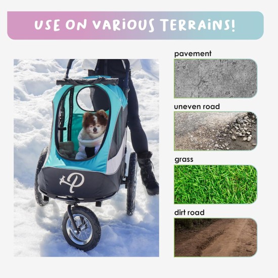 Trailblazer Jogger Dog Stroller for Medium Pets, Ventilated Pet Stroller for Cats and Dogs, Neptune Trailblazer Jogger Dog Stroller for Medium Pets, Ventilated Pet Stroller for Cats and Dogs, Neptune