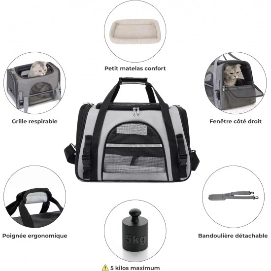 Transporttasche für Katzen, Transporttasche für Hunde, Transportbox für Katzen mit verstellbarem Schultergurt, Matratze für Katzen und kleine Hunde Transporttasche für Katzen, Transporttasche für Hunde, Transportbox für Katzen mit verstellbarem Schultergurt, Matratze für Katzen und kleine Hunde
