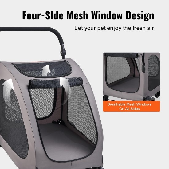 VEVOR Dog Buggy 79 x 91 x 113 cm, Dog Trolley 4 Wheels with Brakes, Dog Trolley, Dog Trolley up to 73 kg Load Capacity, Breathable Mesh Window, Adjustable Height, 600D Oxford Fabric, for Dogs, Pets VEVOR Dog Buggy 79 x 91 x 113 cm, Dog Trolley 4 Wheels with Brakes, Dog Trolley, Dog Trolley up to 73 kg Load Capacity, Breathable Mesh Window, Adjustable Height, 600D Oxford Fabric, for Dogs, Pets