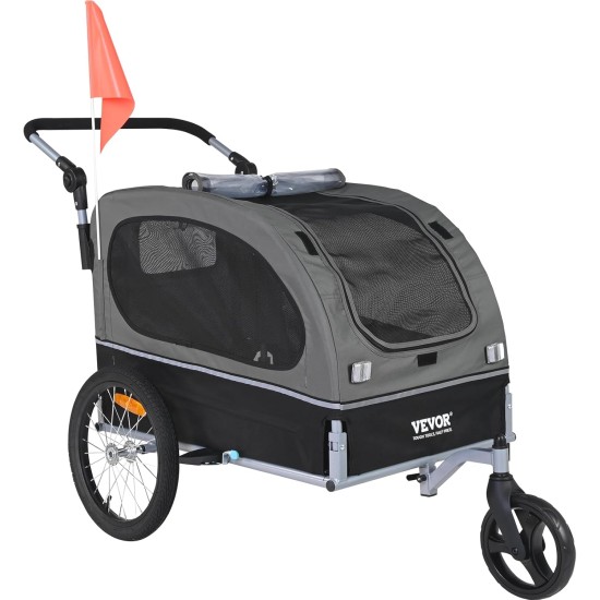 VEVOR Dog Trailer 2-in-1 Bicycle Trailer Carbon Steel + 600D Oxford Fabric + PP Foldable Bicycle Trailer for Dogs VEVOR Dog Trailer 2-in-1 Bicycle Trailer Carbon Steel + 600D Oxford Fabric + PP Foldable Bicycle Trailer for Dogs