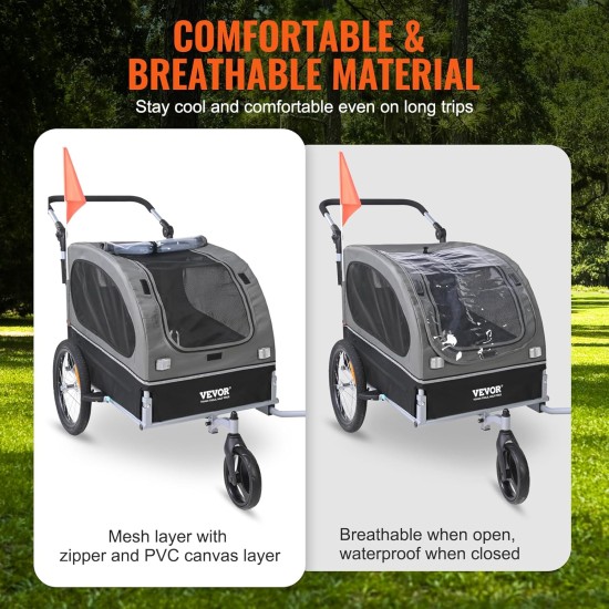 VEVOR Dog Trailer 2-in-1 Bicycle Trailer Carbon Steel + 600D Oxford Fabric + PP Foldable Bicycle Trailer for Dogs VEVOR Dog Trailer 2-in-1 Bicycle Trailer Carbon Steel + 600D Oxford Fabric + PP Foldable Bicycle Trailer for Dogs