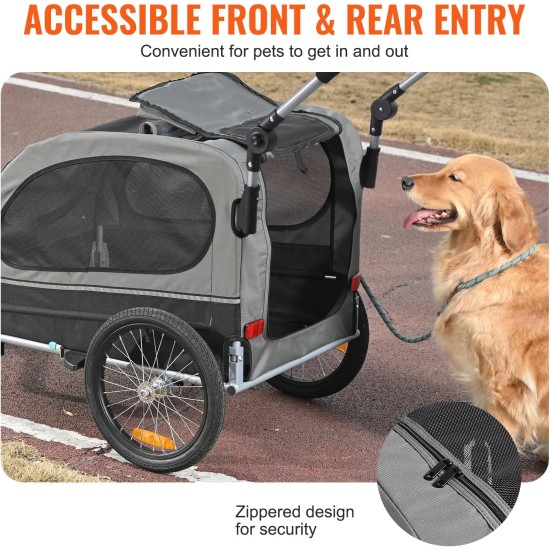 VEVOR Dog Trailer 2-in-1 Bicycle Trailer Carbon Steel + 600D Oxford Fabric + PP Foldable Bicycle Trailer for Dogs VEVOR Dog Trailer 2-in-1 Bicycle Trailer Carbon Steel + 600D Oxford Fabric + PP Foldable Bicycle Trailer for Dogs