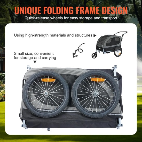 VEVOR Dog Trailer 2-in-1 Bicycle Trailer Carbon Steel + 600D Oxford Fabric + PP Foldable Bicycle Trailer for Dogs VEVOR Dog Trailer 2-in-1 Bicycle Trailer Carbon Steel + 600D Oxford Fabric + PP Foldable Bicycle Trailer for Dogs