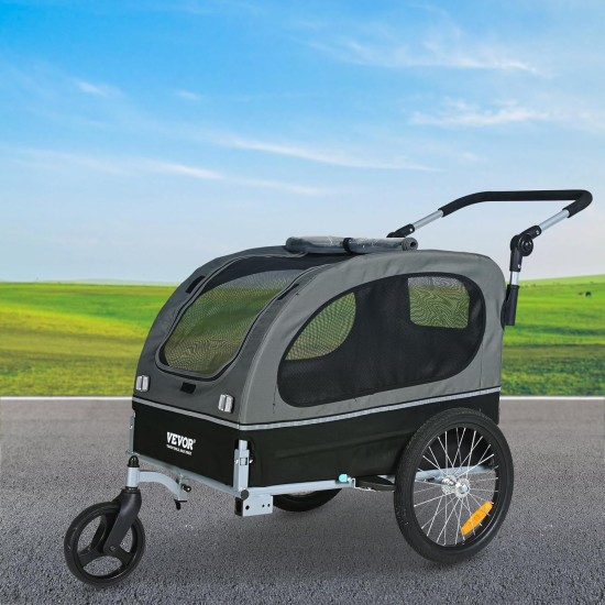 VEVOR Dog Trailer 2-in-1 Bicycle Trailer Carbon Steel + 600D Oxford Fabric + PP Foldable Bicycle Trailer for Dogs VEVOR Dog Trailer 2-in-1 Bicycle Trailer Carbon Steel + 600D Oxford Fabric + PP Foldable Bicycle Trailer for Dogs