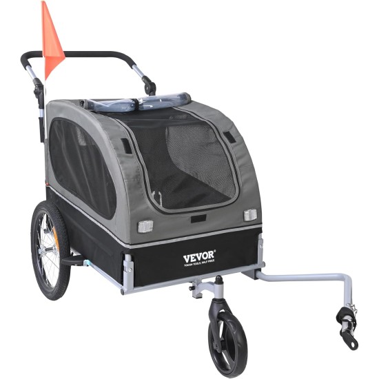 VEVOR Dog Trailer 2-in-1 Bicycle Trailer Carbon Steel + 600D Oxford Fabric + PP Foldable Bicycle Trailer for Dogs VEVOR Dog Trailer 2-in-1 Bicycle Trailer Carbon Steel + 600D Oxford Fabric + PP Foldable Bicycle Trailer for Dogs
