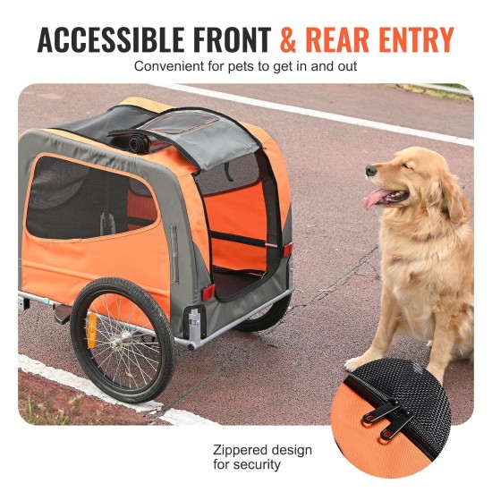 VEVOR Dog Trailer 30 kg Bicycle Trailer Carbon Steel + 600D Oxford Fabric + PP Foldable 1440 x 720 x 779 mm as Trailer Folded Size 760 x 560 x 195 mm Orange & Grey VEVOR Dog Trailer 30 kg Bicycle Trailer Carbon Steel + 600D Oxford Fabric + PP Foldable 1440 x 720 x 779 mm as Trailer Folded Size 760 x 560 x 195 mm Orange & Grey