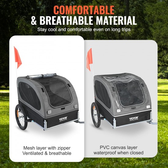 VEVOR Dog Trailer 40 kg Bicycle Trailer Carbon Steel + 600D Oxford Fabric + PP Foldable 1440 x 720 x 779 mm as Trailer Folded Size 760 x 560 x 195 mm Black & Grey VEVOR Dog Trailer 40 kg Bicycle Trailer Carbon Steel + 600D Oxford Fabric + PP Foldable 1440 x 720 x 779 mm as Trailer Folded Size 760 x 560 x 195 mm Black & Grey
