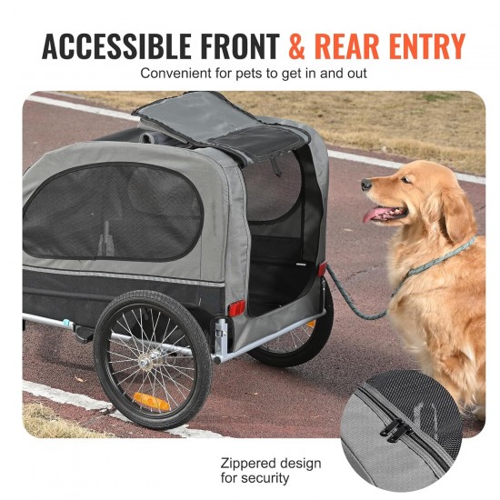 VEVOR Dog Trailer 40 kg Bicycle Trailer Carbon Steel + 600D Oxford Fabric + PP Foldable 1440 x 720 x 779 mm as Trailer Folded Size 760 x 560 x 195 mm Black & Grey VEVOR Dog Trailer 40 kg Bicycle Trailer Carbon Steel + 600D Oxford Fabric + PP Foldable 1440 x 720 x 779 mm as Trailer Folded Size 760 x 560 x 195 mm Black & Grey