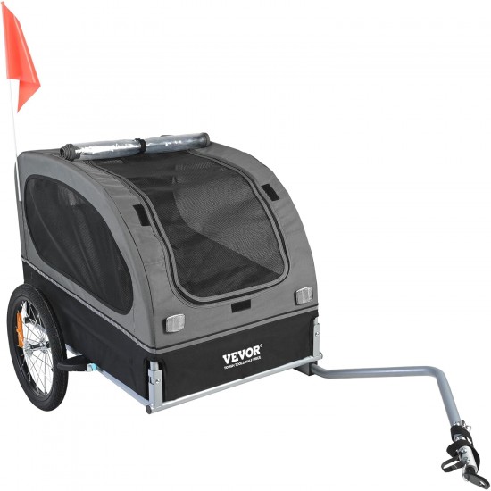 VEVOR Dog Trailer 40 kg Bicycle Trailer Carbon Steel + 600D Oxford Fabric + PP Foldable 1440 x 720 x 779 mm as Trailer Folded Size 760 x 560 x 195 mm Black & Grey VEVOR Dog Trailer 40 kg Bicycle Trailer Carbon Steel + 600D Oxford Fabric + PP Foldable 1440 x 720 x 779 mm as Trailer Folded Size 760 x 560 x 195 mm Black & Grey