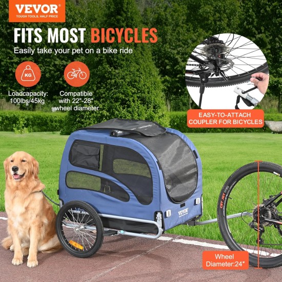 VEVOR Dog Trailer 45 kg Bicycle Trailer Carbon Steel + 600D Oxford Fabric + PP Foldable 1440 x 725 x 845 mm as Trailer Folded Size 810 x 570 x 195 mm Dog Buggy Jogger Trailer Blue VEVOR Dog Trailer 45 kg Bicycle Trailer Carbon Steel + 600D Oxford Fabric + PP Foldable 1440 x 725 x 845 mm as Trailer Folded Size 810 x 570 x 195 mm Dog Buggy Jogger Trailer Blue